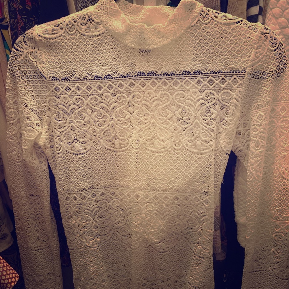 White crochet body suit